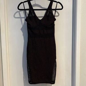 Bebe Addiction  cocktail dress Black Glitter Mini Dress